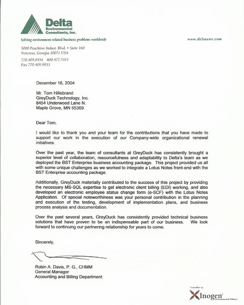 Delta recommendation letter